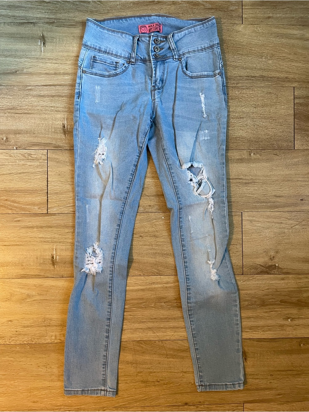 Wax Jean Light Blue Distressed Skinny Jeans